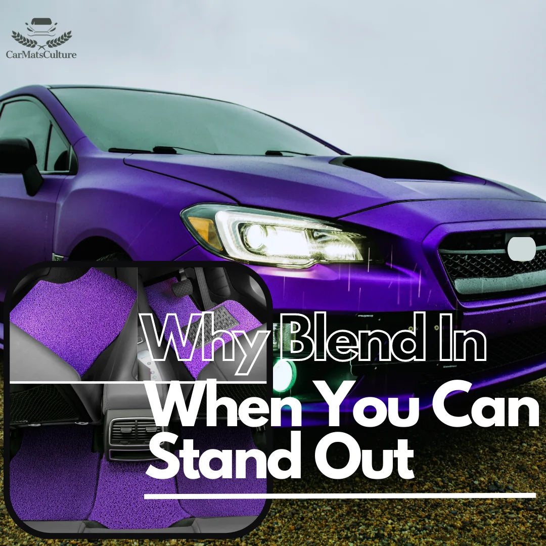 Purple CarMatsCulture mats presented as a confident interior upgrade