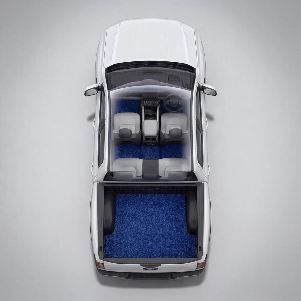 Custom coil mat installed in a dual-cab ute tub