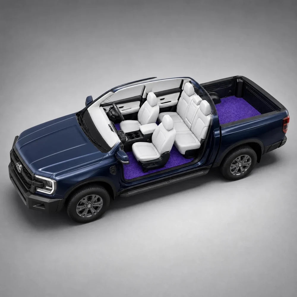 Sangria Purple coil mat adding colour to a ute tub